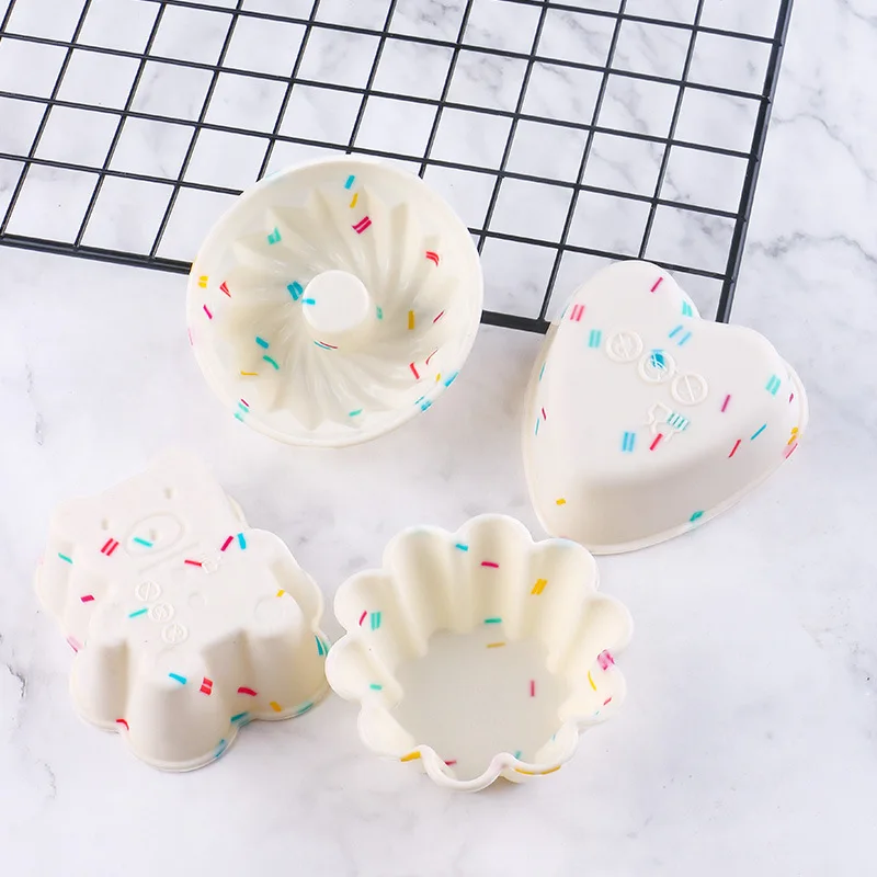 4pcs Colored Silicone Cake Cups Muffin Cake Mold High Temperature Cupcakes Mold For Diy Chocolate Pudding Candies Baking Mold