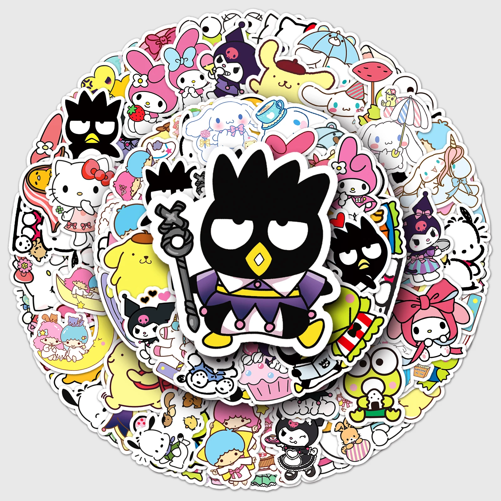 

50Pcs MINISO Sanrio Series Cartoon Cute Waterproof Sticker Skateboarding Snowboard Retro Vinyl home decal Sticker