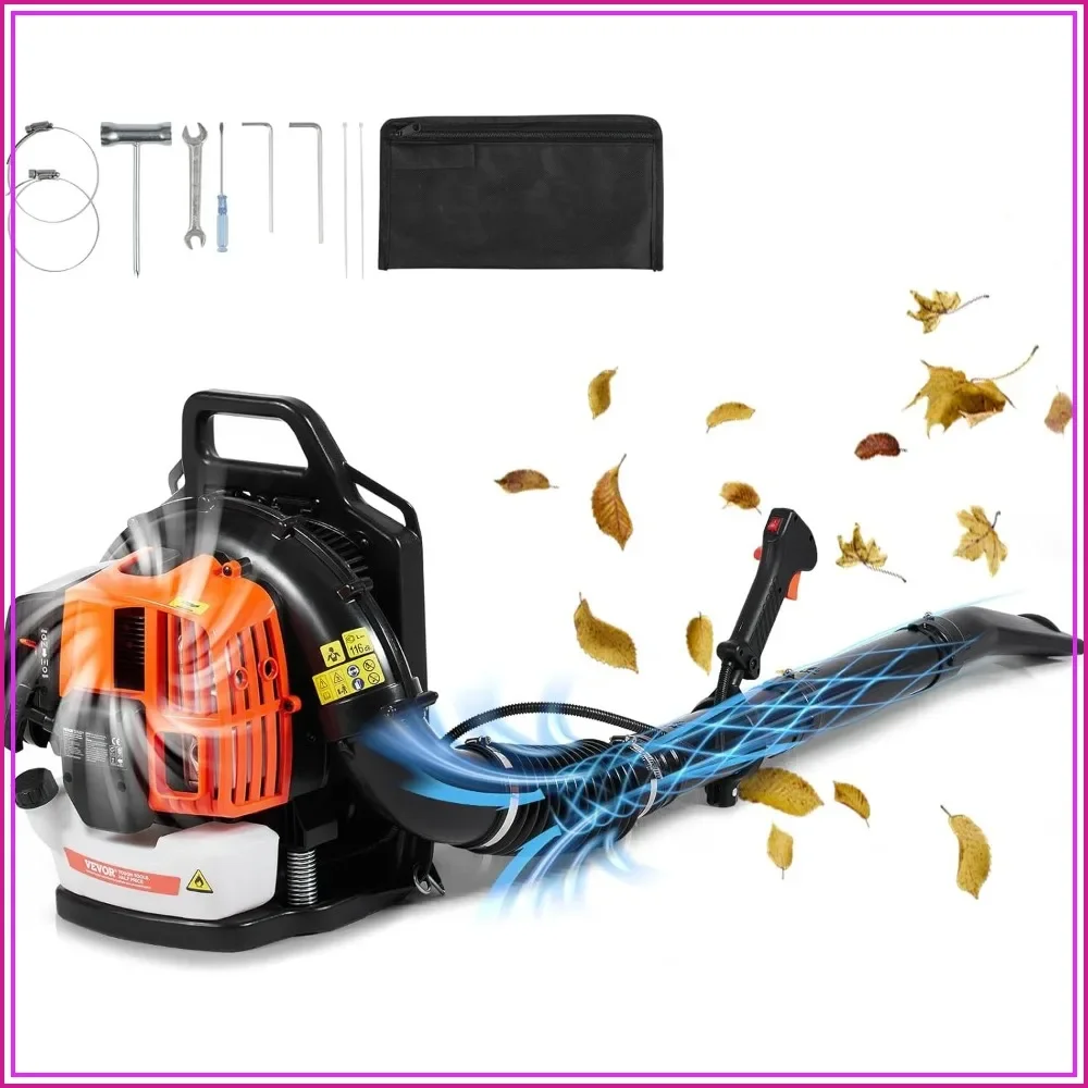 63CC Backpack Leaf Blower, 1.89L Tank, 1110CFM 220MPH, Gas Powered, Garden Snow