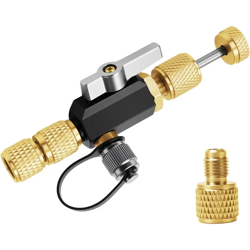 For Air Conditioning Valve Core Removal Tool Brass + Plastic Fast Recovery & Evacuation O-Ring Ball Valve Seal with Magnetic Cap