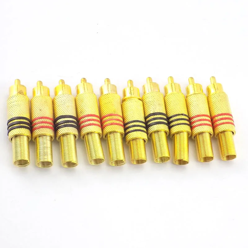 Gold plated Red Black Metal Spring RCA Connector Male Jack Plug AV Plugs For PC Audio Vedio Welding DIY Parts