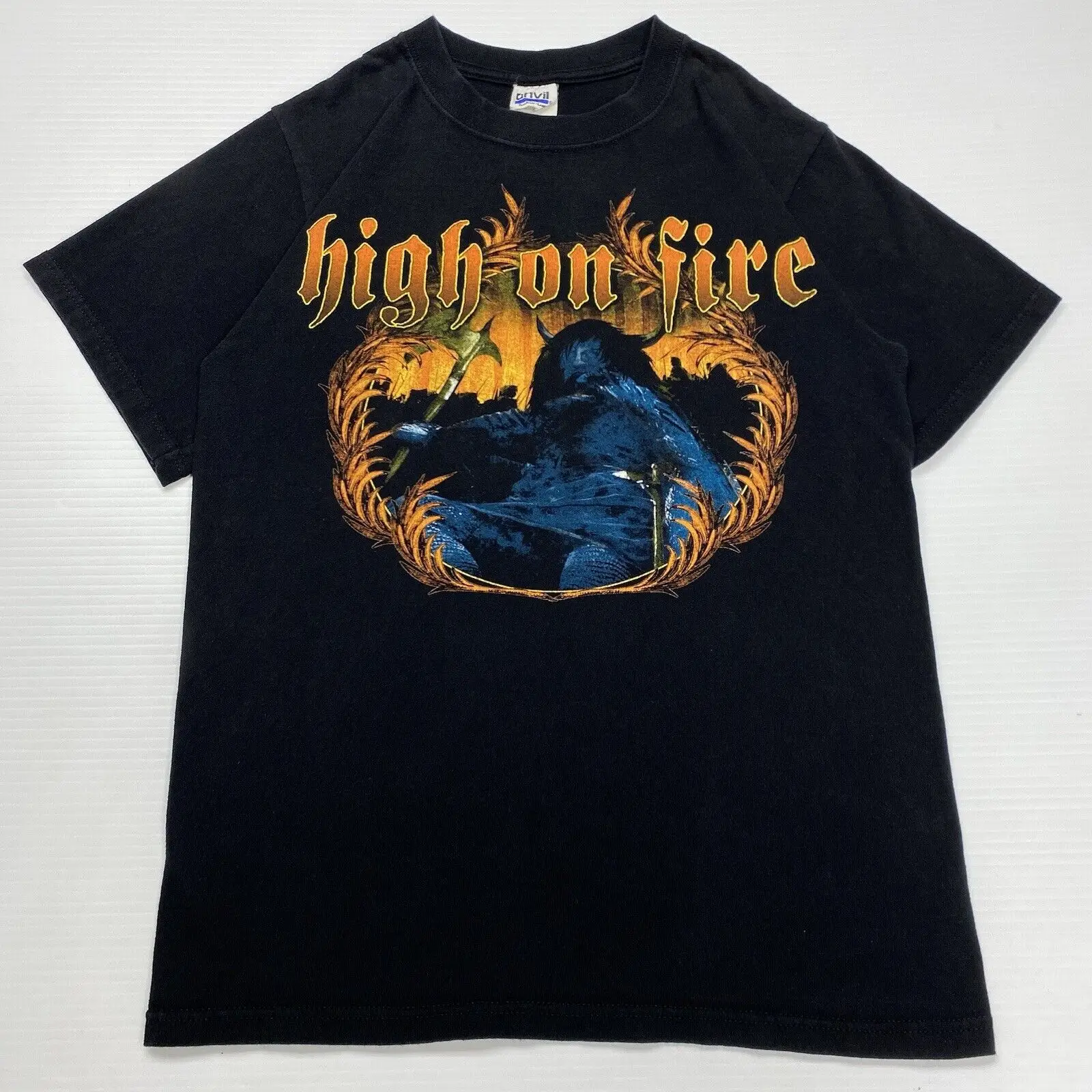 2002 High On Fire Surrounded By Thieves Black Graphic Band Tee Size Small Grunge