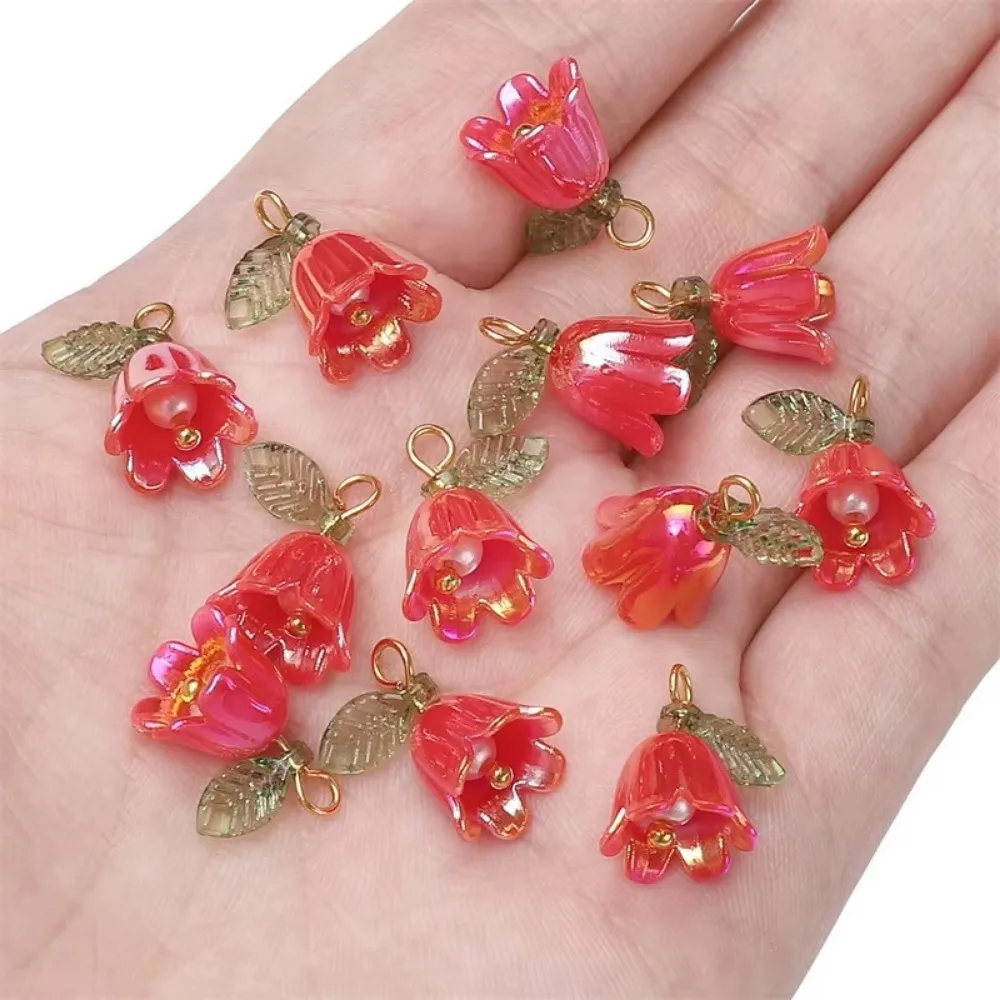 10 個 11 × 14 ミリメートルユリの花ビーズ DIY カラフルなチャームルースビーズアクリルジュエリーメイキングクラフトイヤリングネックレスブレスレット