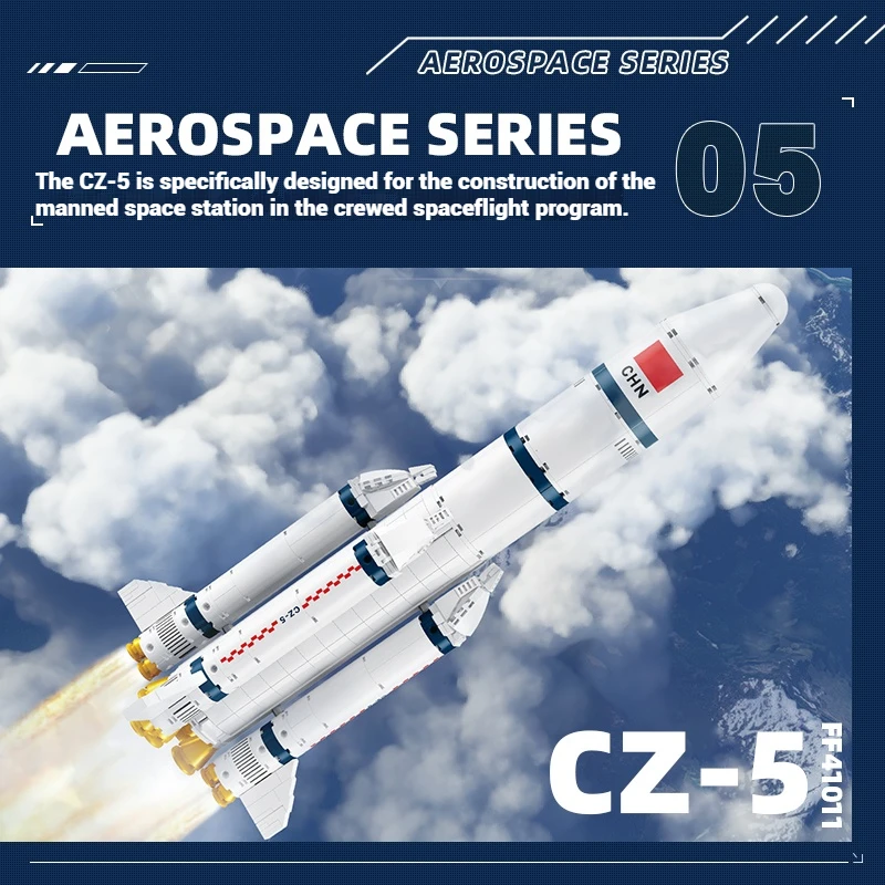 

Модель космической ракетки FF41011, украшения из строительных блоков для аэрокосмической станции CZ-5, детская модель самолета, игрушки