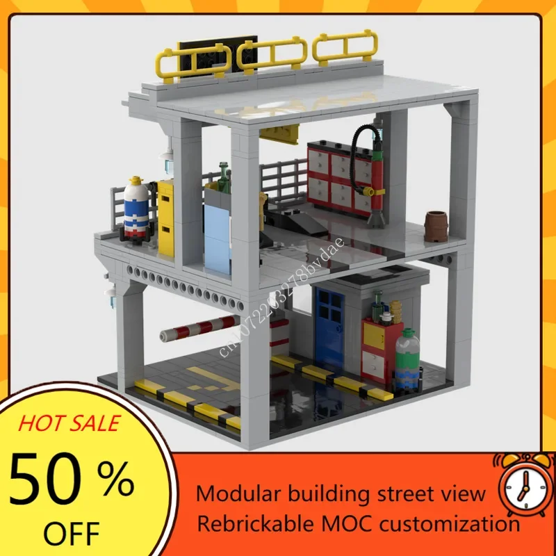 592PCS Hot City Modular Speed Champion Garage Entrance Street View MOC DIY Custom Puzzle creative ideas Adults Toys Gift