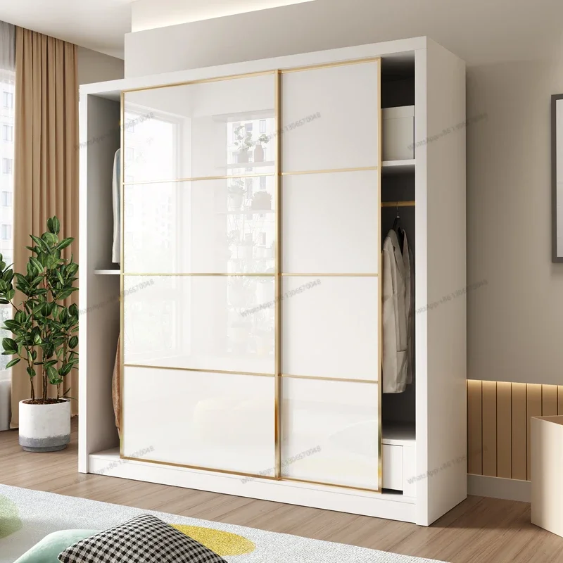 Armario moderno minimalista con puerta corredera, armario pintado con puerta corredera para dormitorio doméstico de 1,2/1,8/2 metros