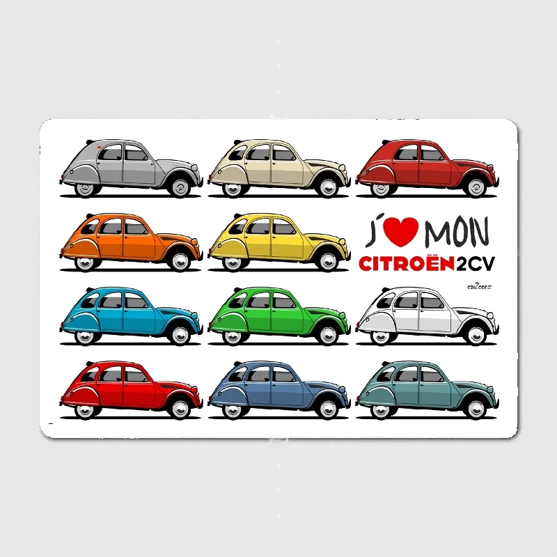 I Love My Citroën 2CV Metal Sign PosterWall Cave Club Bar Design Wall Decor Tin Sign Posters Room Decoration