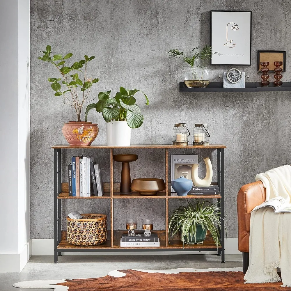 Bookshelf, Cube Shelf, Console Table, TV Stand with 6 Storage Cubes, for Office, Living Room, Bedroom