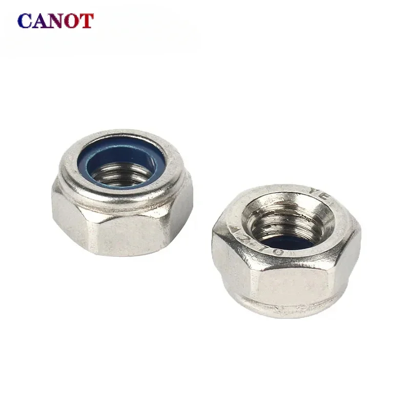 Nylon Lock Nuts M2 M2.5 M3 M4 M5 M6 M8 M10 M12 M14 M16 M20 304 Stainless Steel Hexagon Anti-Slip Automatic Lock Nut DIN985