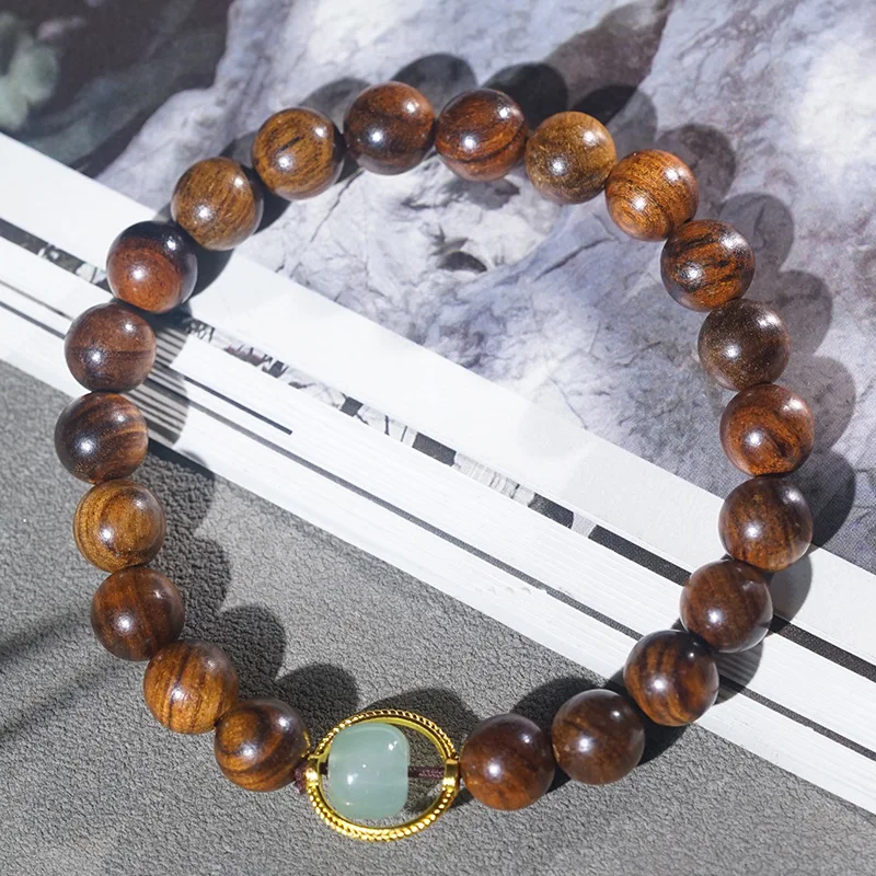 

Натуральный черный палисандр с одной петлей, браслет «сделай сам», китайский стиль, счастливая бусина, молитвенная бусина, гладкие коллекционные украшения