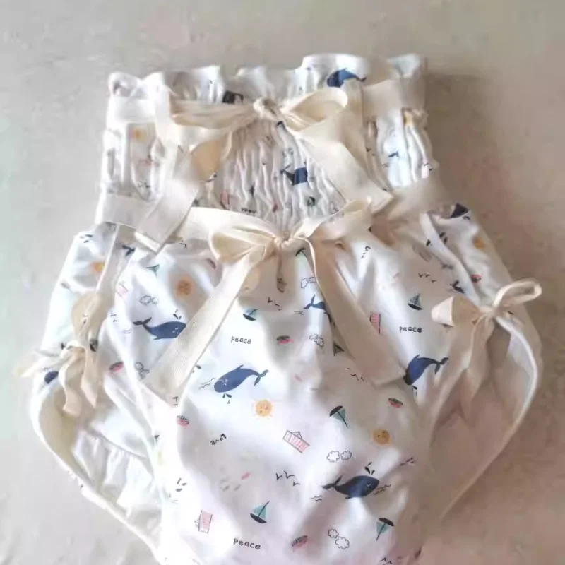 

Cotton Cute Printing High-Waisted ABDL Thick Absorbent Cotton Diaper Pants Waterproof Reusable Briefs DDLG Adult Baby Panties