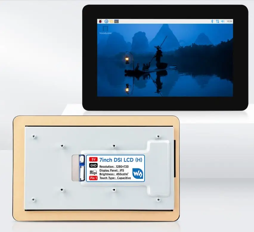 Waveshare 7inch DSI LCD (H),7inch DSI Capacitive Touch Display,1280×720 Pixels, IPS Panel, Optical Bonding Toughened Glass Panel