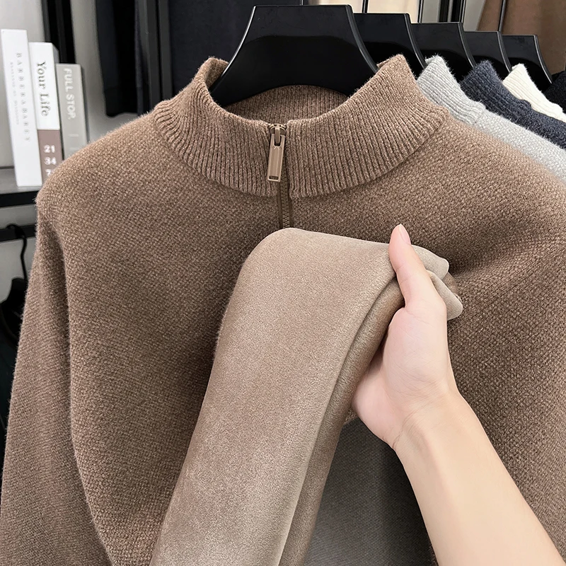 Luxusmarke Herrenpullover Winter Neu Verdickter Warmer Rollkragenpullover Mode Klassischer Paul Pony Bestickter Samt-Strickpullover – Detail 26