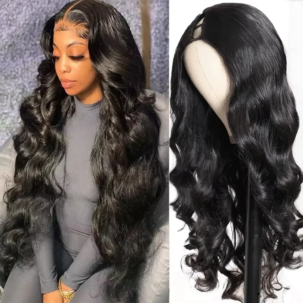 

Парик из натуральных волос Body Wave с V-образным вырезом, без клея, натурального цвета, из бразильских волос Remy, без необходимости оставлять свои волосы, полностью машинной работы, плотность 220%