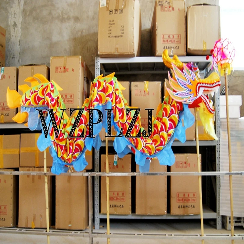 4m Silk Dragon Dance Costume 4 Players  8-15 Age size 5  Outdoor Children Students Event Park Stage Festival Chinese Traditional