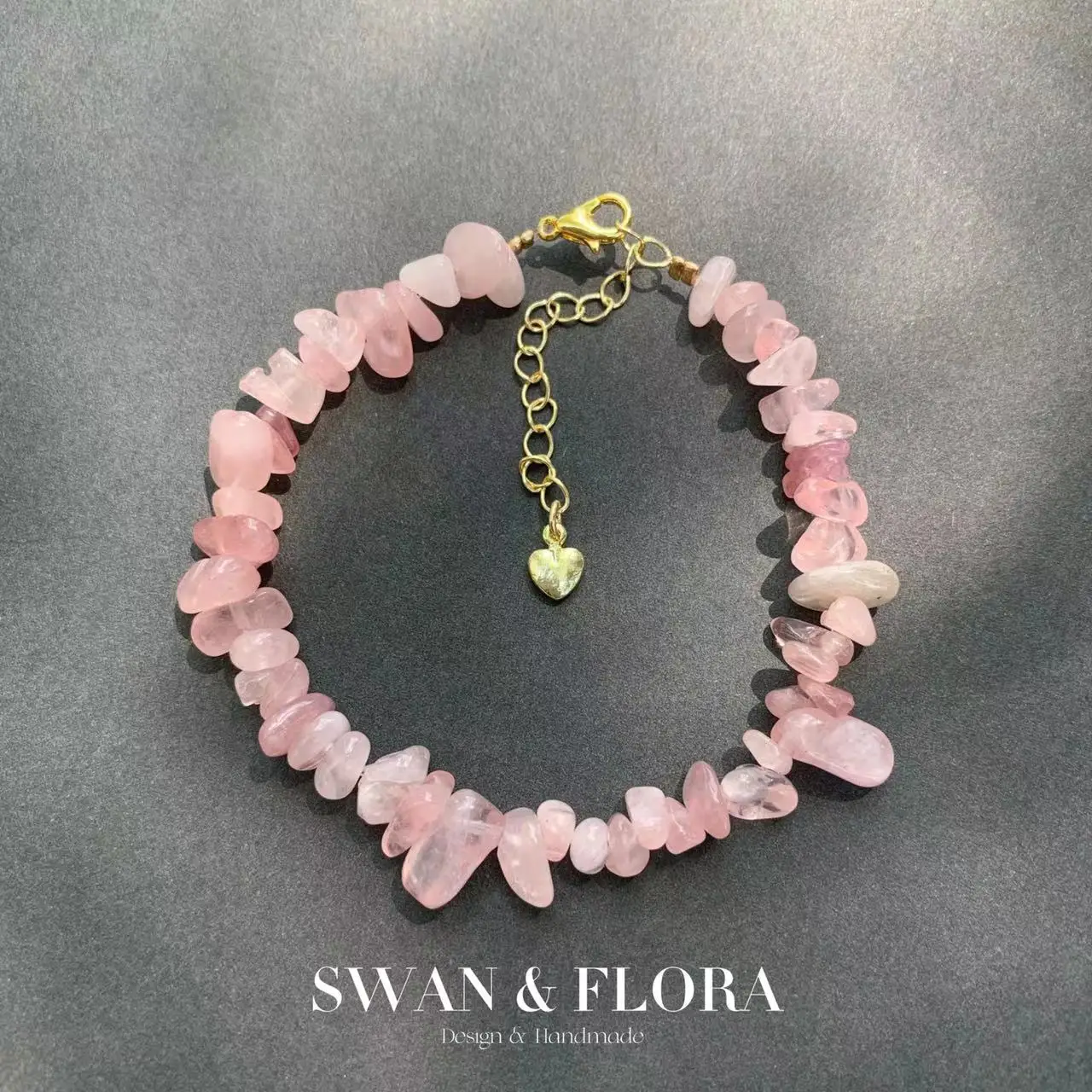 

Natural Rose Quartz Bracelet Pink Stone Irregular Jewelry Wholesale Design Handmade GEM Beads Healing Women Jewelry Gifts