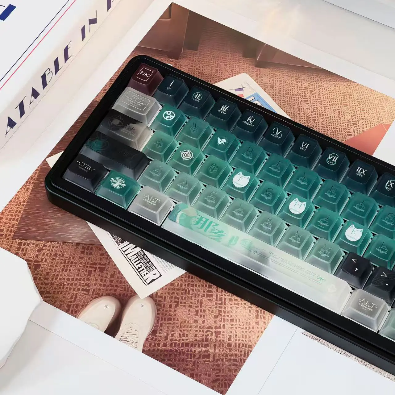 120 Key Anaxa Honkai: Star Rail Key Cap Transparent PC Keys Cap Blue Keycaps PBT Cherry Profile for ANSI Made68 Mad68 Wooting 60