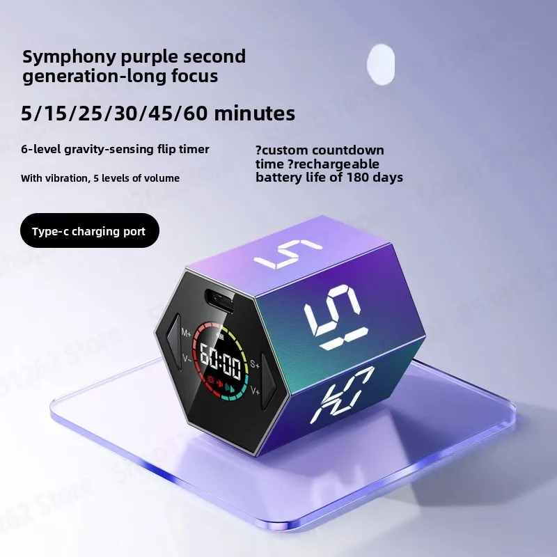 Time Square Flip Timer Time Manager Children's Learning Student Timed Self-Discipline Countdown