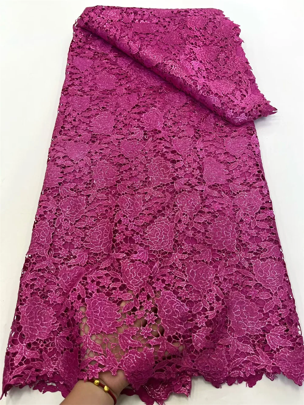 Nuovi Arrivi 5 Yard Pizzo Francese con Paillettes Tulle Africano Cavo Guipure Tessuto Netto Ricamato per la Festa Nuziale Nigeriano Hm37-1