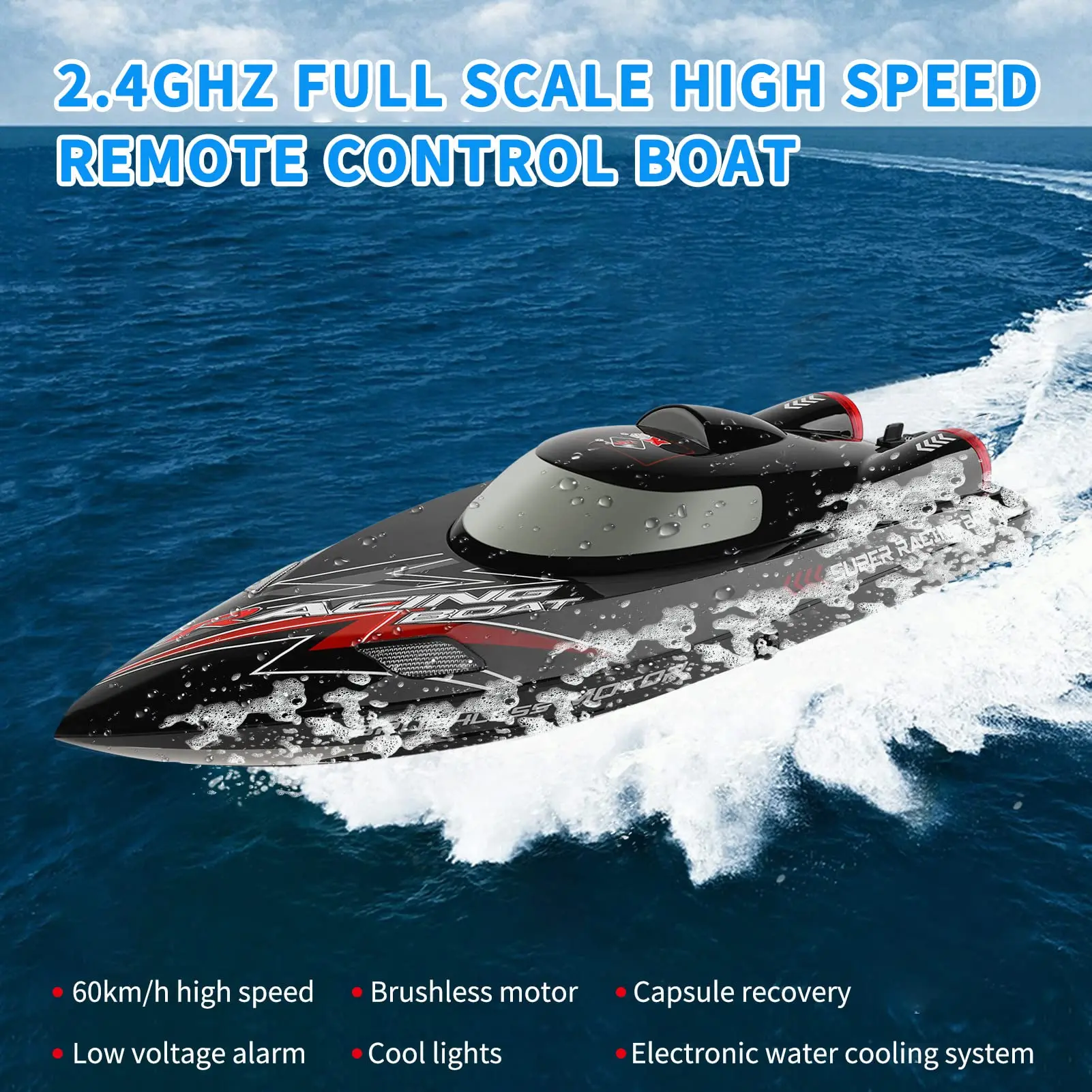 New WL916 RC Boat 60KM/H High Speed RC Racing Boat for Pools or Lakes 2.4GHz RC Boats with Low Battery Alarm for Adults And Kids