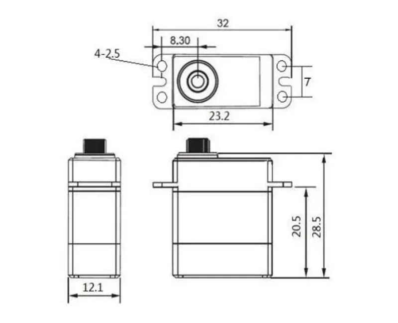 Feetech Small Micro SCS2332 7,4 В Серводвигатель Цельнометаллическая шестерня 4,5 кг с замкнутым крутящим моментом Последовательная шина Мини-умный робот Радиоуправляемые автомобили Сервоприводы