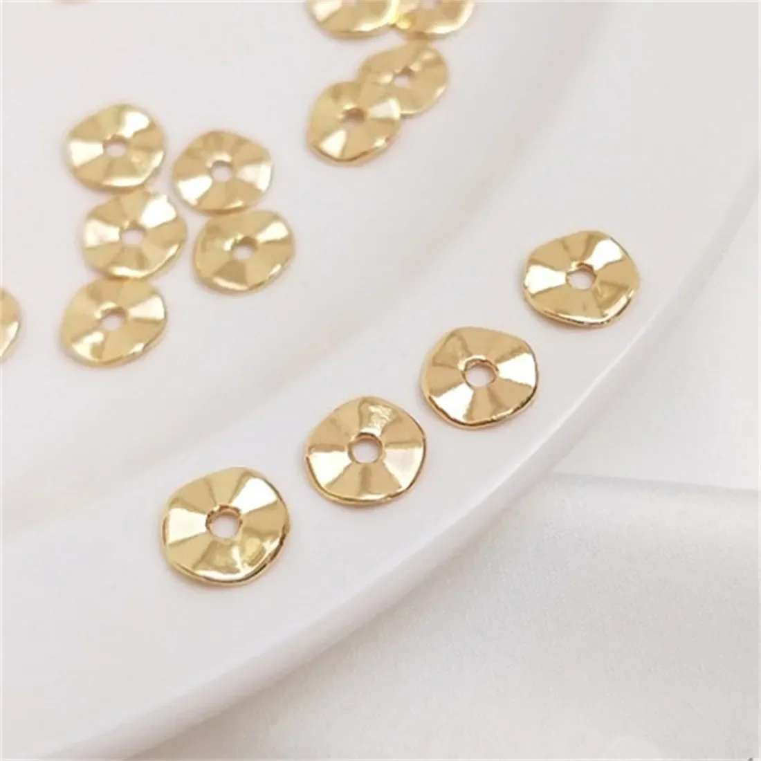 14K Gold Wrapped Wavy Circular Plate Plated Real Gold Partition Handmade DIY String Decoration Bracelet Accessories Materials