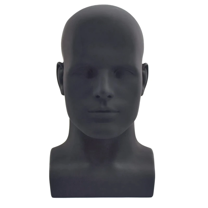 

2X Male Mannequin Head Professional Manikin Head For Display Wigs Hats Headphone Display Stand (Matte Black)