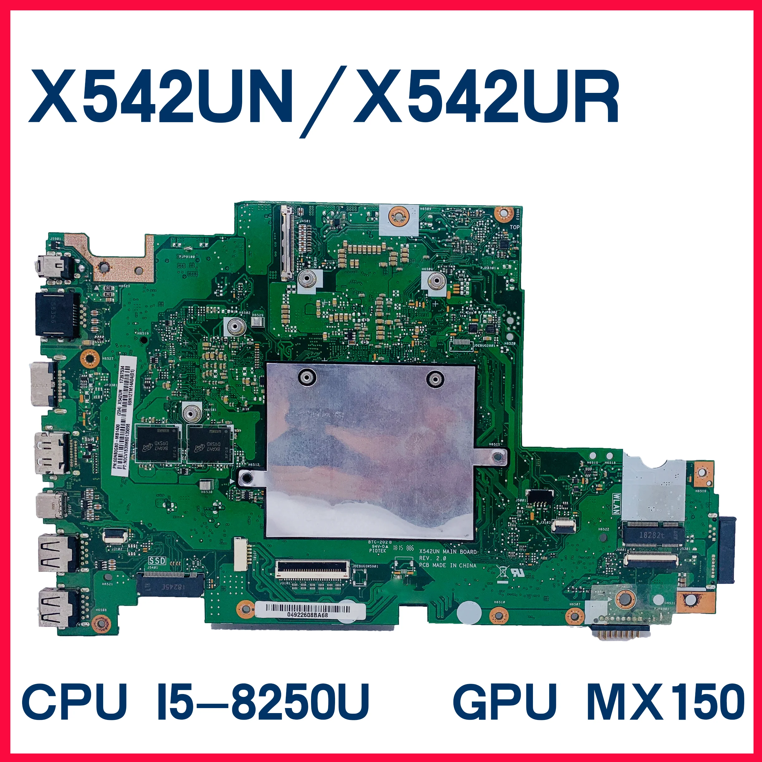 X542UN Mainboard untuk ASUS VivoBook X542UQR X542UR X542U FL8000U Laptop MotherboardW/ I3-8130U I5-8250U I7-8550U MX150 GTX1050