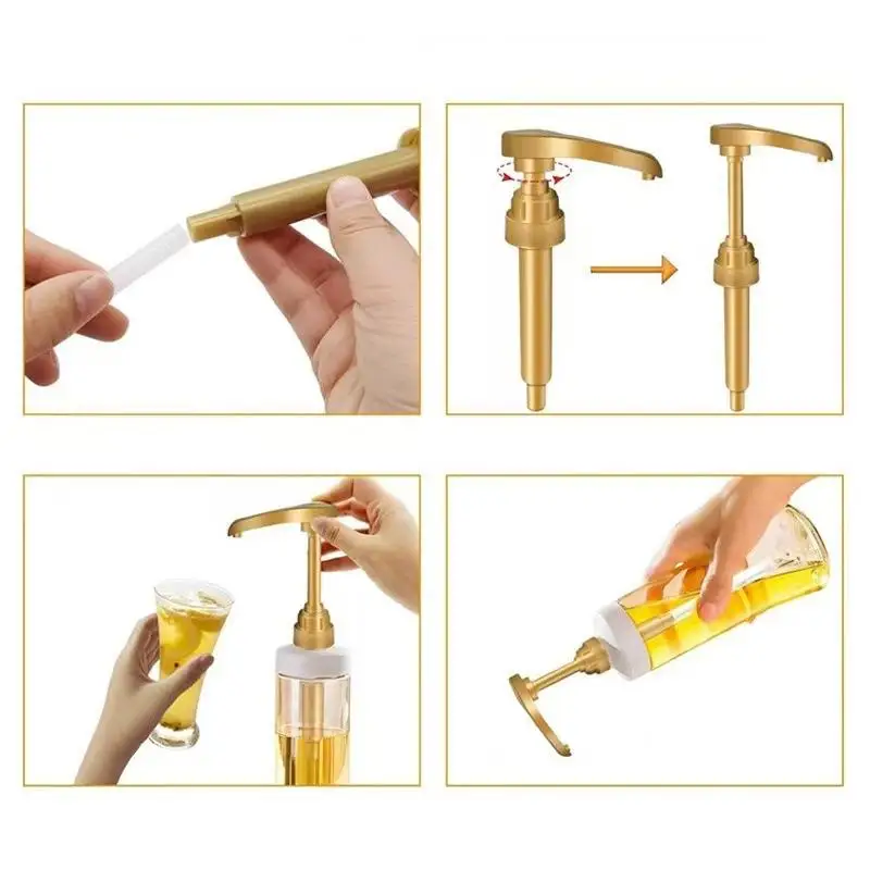 【xxx】 Syrup Pump Coffee Syrup Pump Dispenser Gold Syrup Pump Topper For 750ml/ 25.4oz Syrup Bottle Syrup Pumps For Coffee Bar