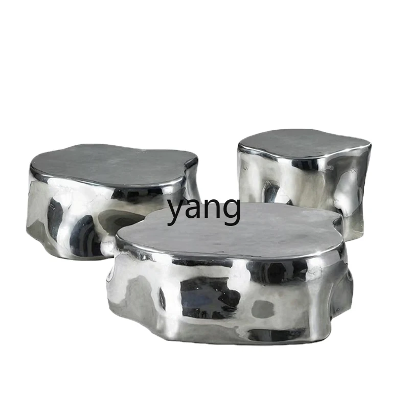 

Yjq Stainless Steel Coffee Table Living Room Large Apartment Light Luxury Size Combination Special-Shaped Coffee Table