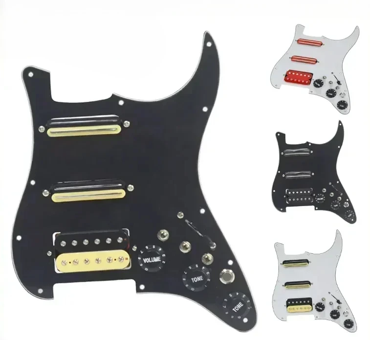 

SSH Guitar Pickguard Wiring Loaded Prewired + Silence Switch ST Electric Guitar Double Coil Pickup Black