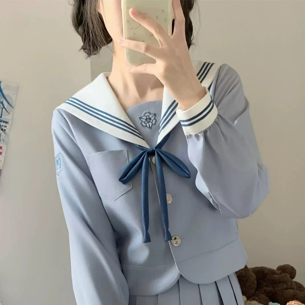 Studente Vestito da marinaio Uniforme scolastica da donna Ragazza giapponese Abiti da marinaio Maniche lunghe Uniformi coreane Jk Set di abiti Seifuku