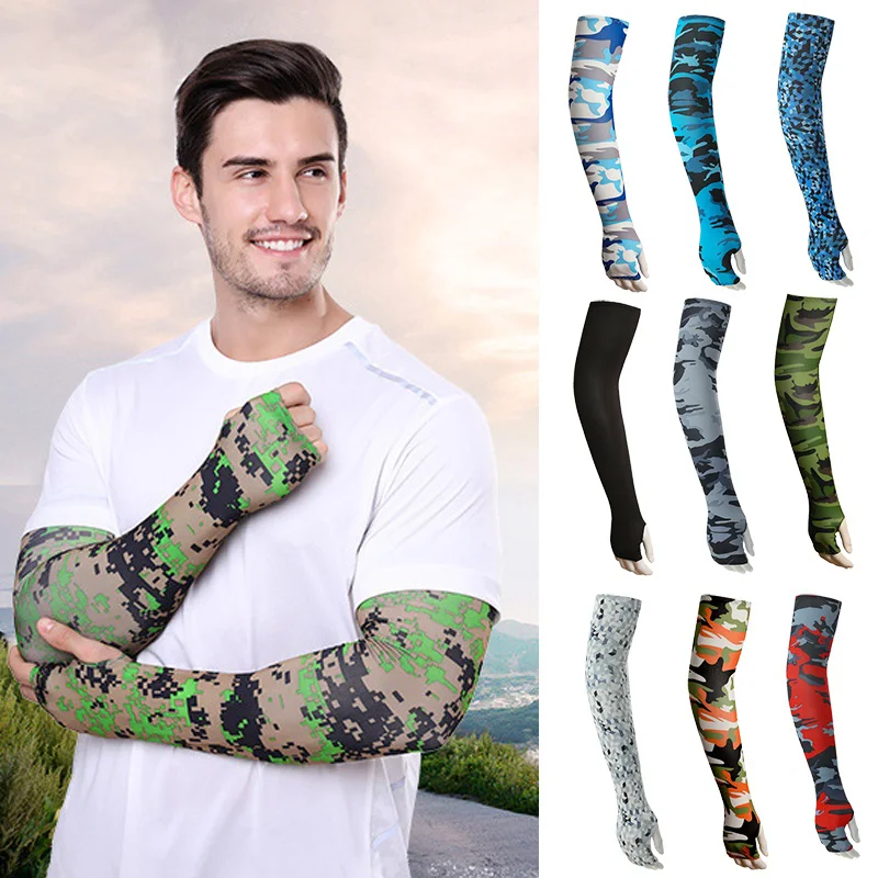 Breathable Camouflage Arm Sleeves for Outdoor Sports. UV Protection. Stay Cool, Protected from Sun Rays.