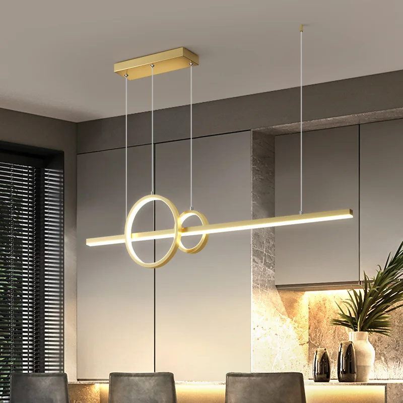 Modern Minimalist Bar Chandelier Minimalist Creative Personality Dining-Room Lamp Cross-Border Nordic LED Strip Dining Room Lamp