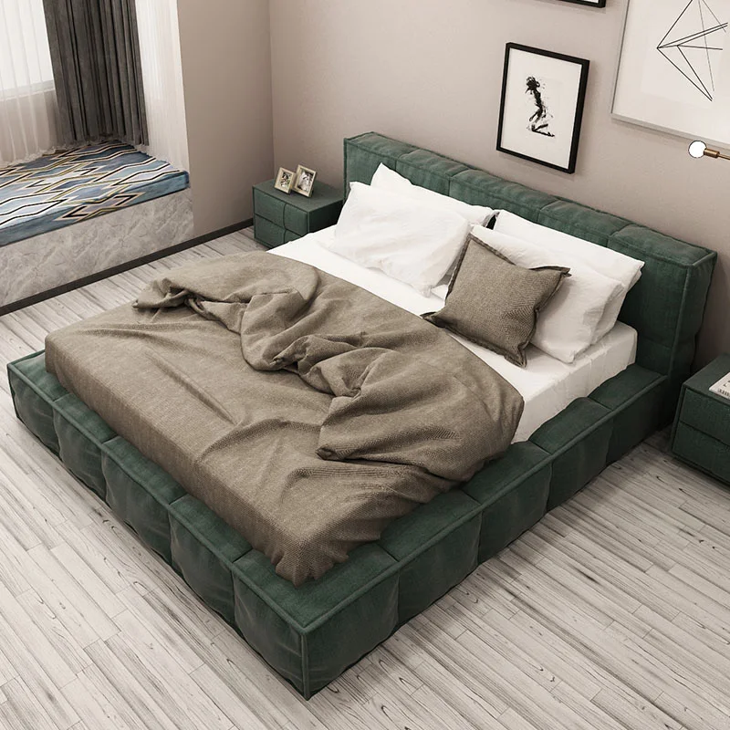 

Minimalist Modern Bed European Light Luxury Frame Wedding Confortable Bed Lazy Fashionable Design Cama Casal Bedroom Furniture