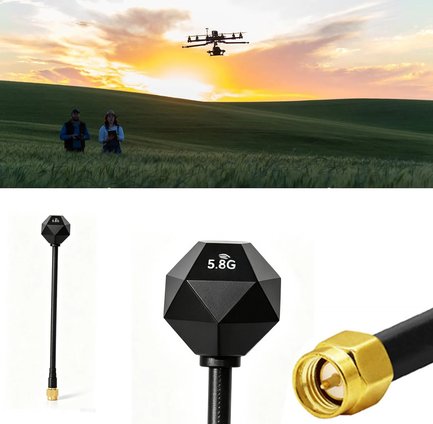 5.8GHz 3.5dBi Antenna LHCP RP SMA / RHCP SMA 100MM/150MM for FPV Racing Drone Part