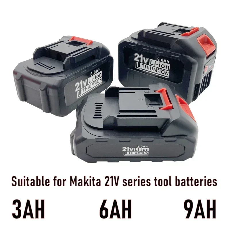 Batería de litio duradera de alta potencia, 21V, 9AH, 6AH, 3AH, para pistola de agua de alto voltaje, herramienta eléctrica de la serie Makita 21V