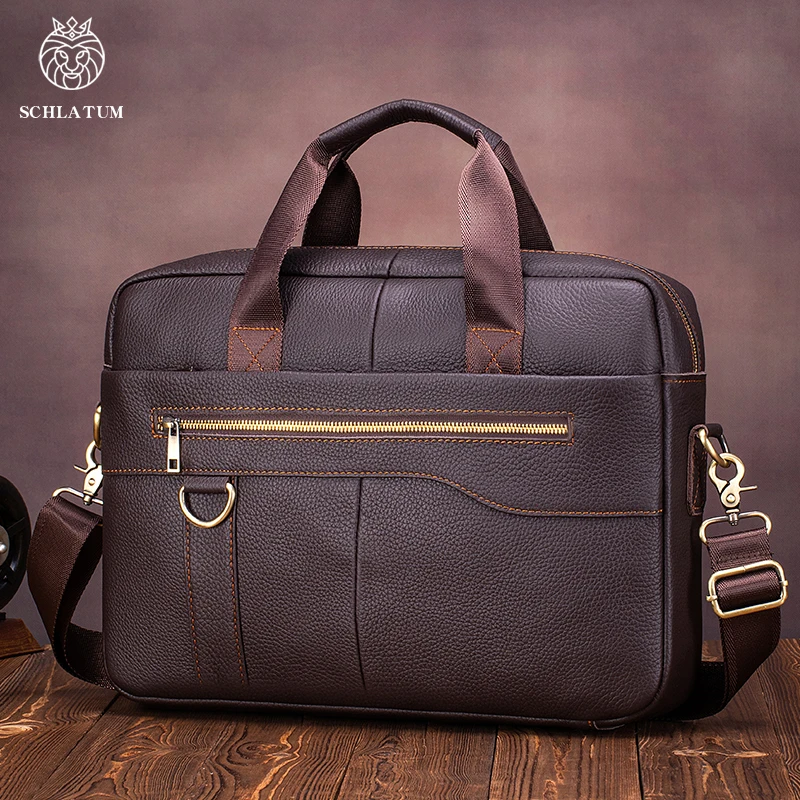 Herren-Aktentasche aus echtem Leder im Vintage-Stil, große Büro-Laptoptasche mit Schultergurt, geräumige Arbeitstasche aus Rindsleder für Geschäftsreisen