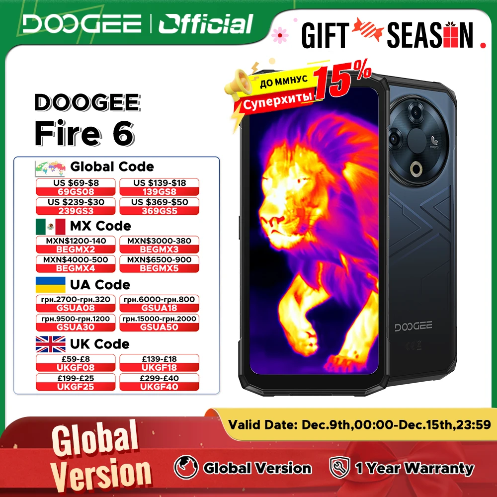 World Premiere DOOGEE Fire 6 Rugged Phone 6.56\