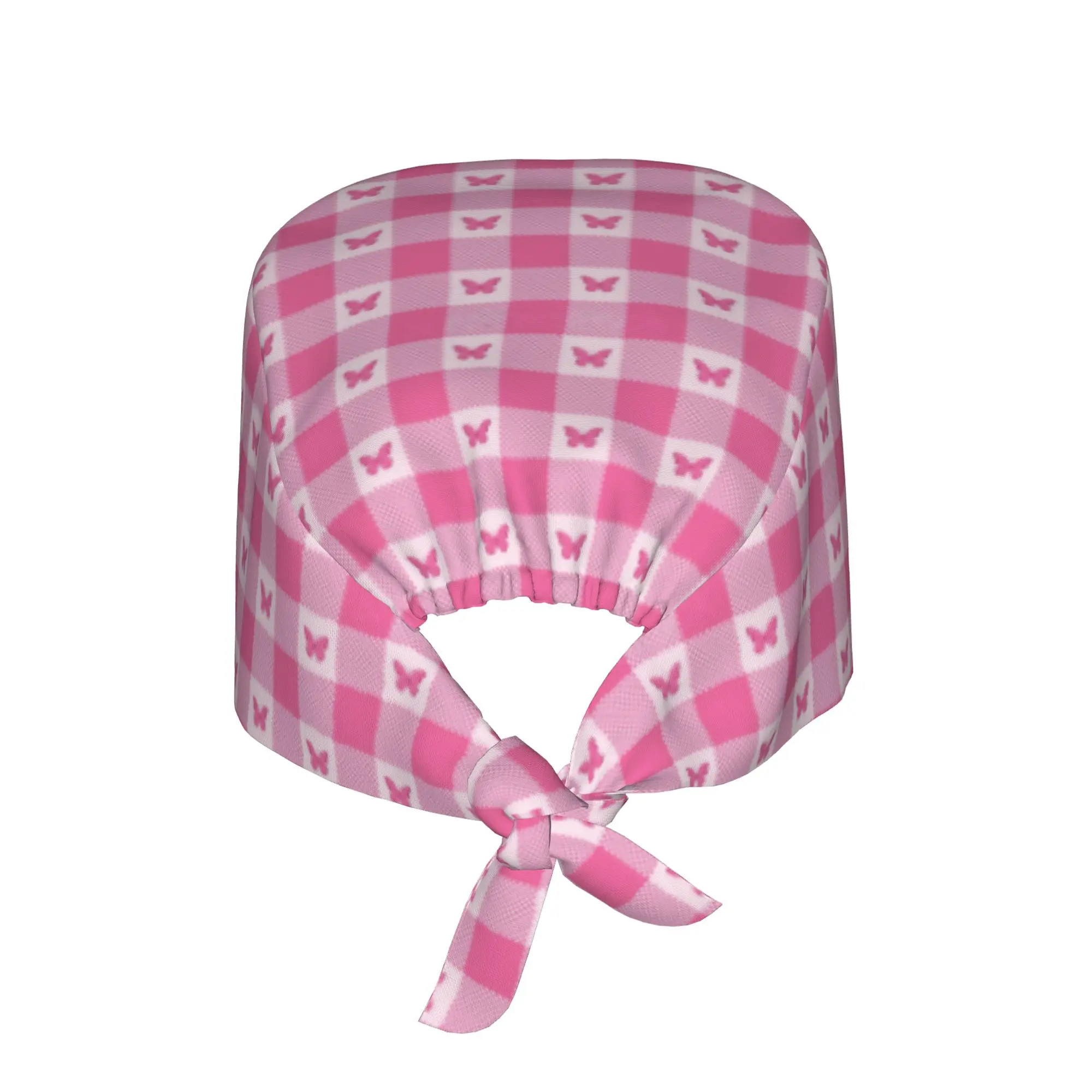 Adjustable Butterfly Colourful Square Checkered Plaid  Working Hat Surgical Hat Scrub Nursing Doctor Surgeon Cap for Chef