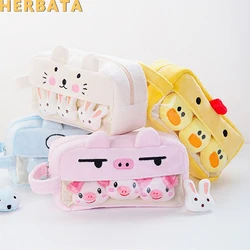 Pink Plush Kawaii Pencil Case Cute Lovely Pencil Case for Girls Student Pencil Bag Stationery Pencilcase Pen Bag School Supplies