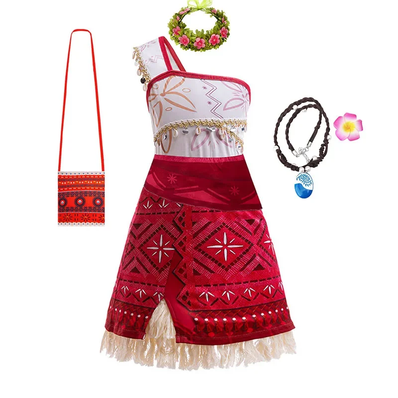 Girls Disney Moana Princess Dress for Kid Halloween Cosplay Vaiana