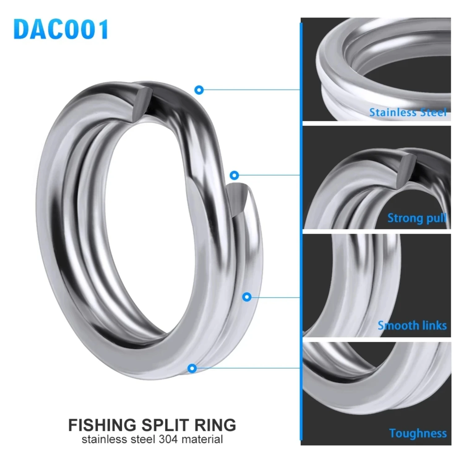 100 Pieces/ Stainless Steel Split Ring Heavy Duty Fishing Double Ring Connector Fishing Accessories Fish Hook Snap Ring