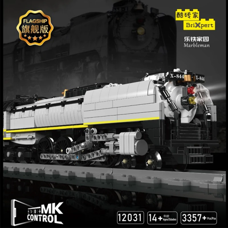 City Trains Technical MOC 12031 Union Pacific 844 Steam Locomotive Train Railway Model 3357PCS Building Blocks Brick Puzzle Toys