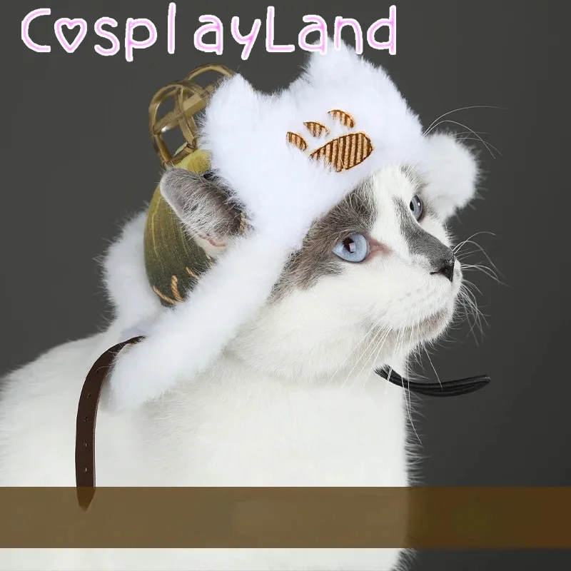 Wild White Palico Cat Hat Felyne Cosplay Costume Prop Winter Lovely Furry Plush Palico Hat Daily Comic Con Cute Pet Hat