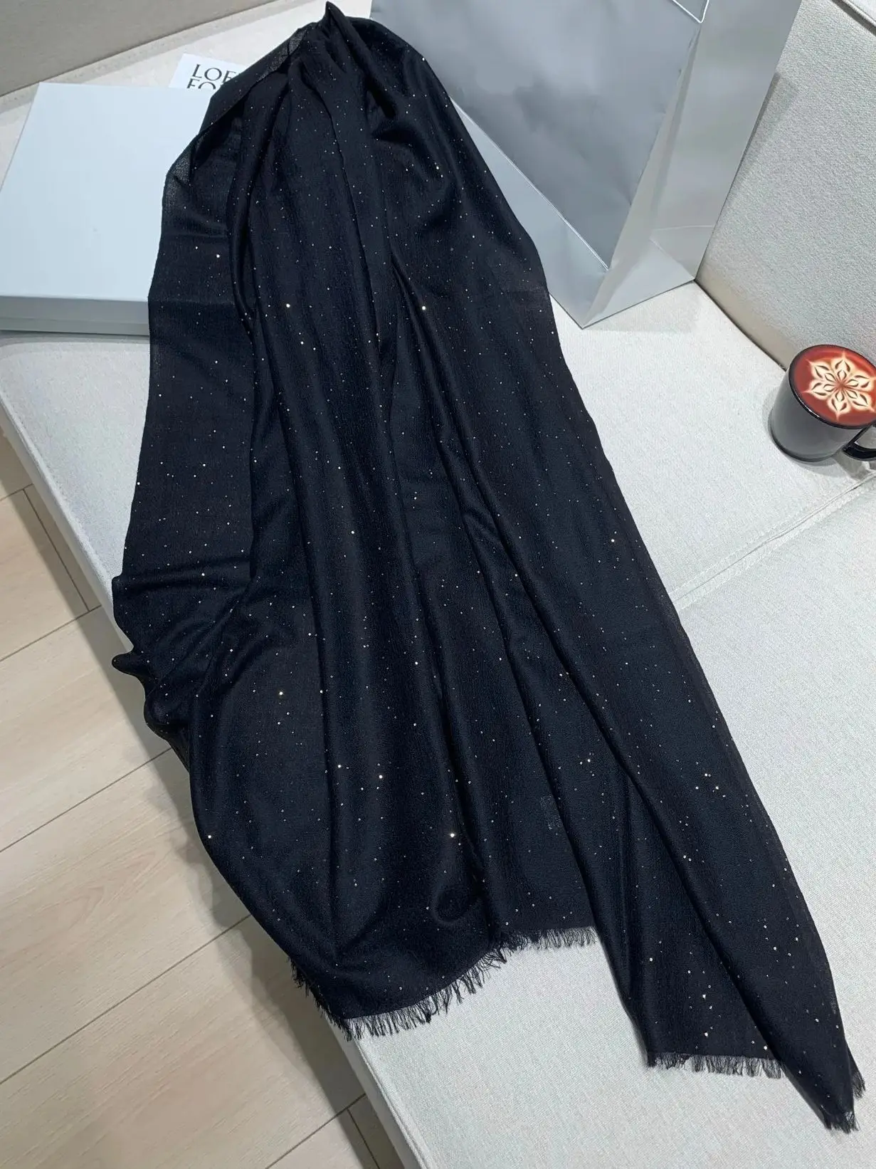 

Women's Sequined Black Knitted Scarf 210*90cm Elegant Ladies Wool Shawl
