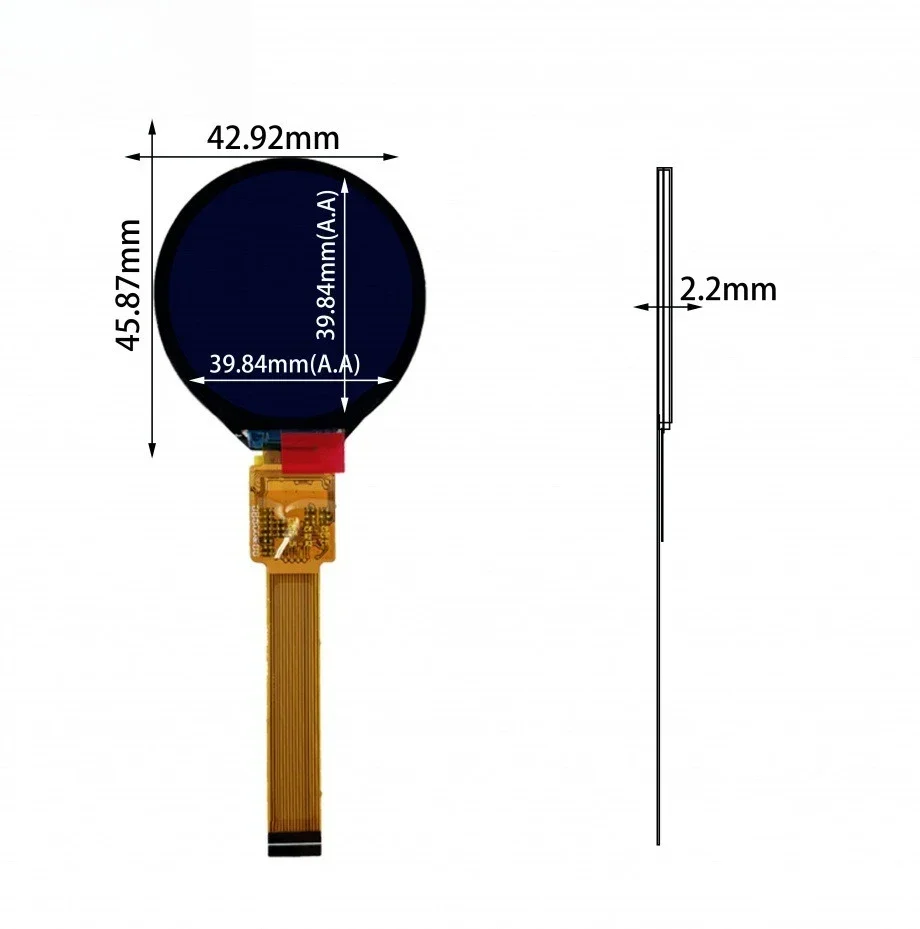 1.6 inch 400 * 400TFT color round screen QSPI interface can be equipped with TP knob switch/smart wearable display