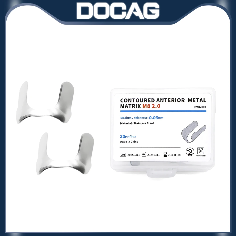 

30Pcs/Box Dental Matrix Contoured Anterior Metal Matrix Bands M8 2.0 Sectional Matrix System Matrices Dentistry Materials