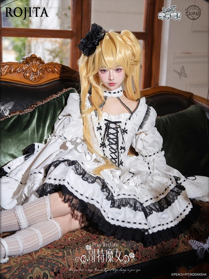 

Summer Gothic Witch Lolita Top and Cake Skirt + Flared Sleeve 3-Piece Sets Women's Outfits 2025 Spring Autumn New Skirt Sets