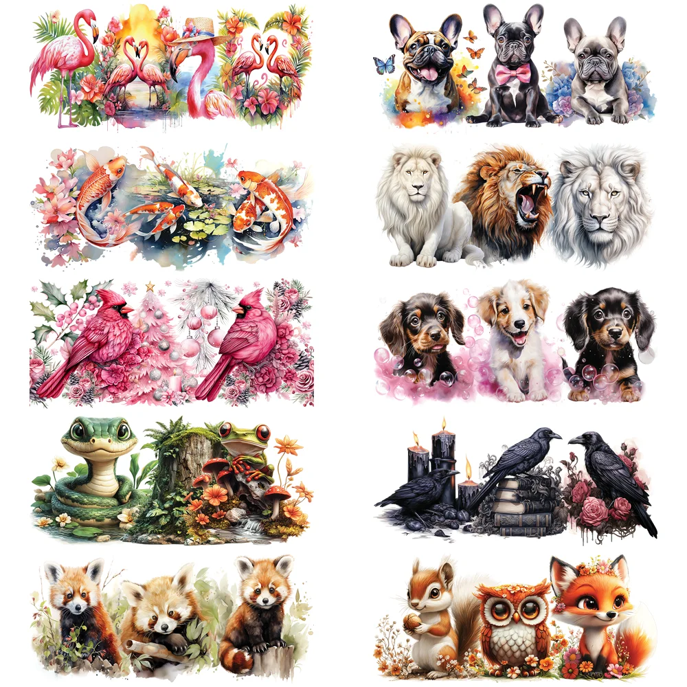 Mixed Design Animals Series 3D Sticker UV DTF Cup Wrap 16oz Libbey Glass Beer Can Tumbler Permanent Puppy 3D Transfer Stickers
